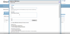 setting smb shares in OneFS