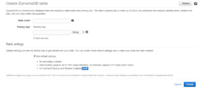 DynamoDB Create Table