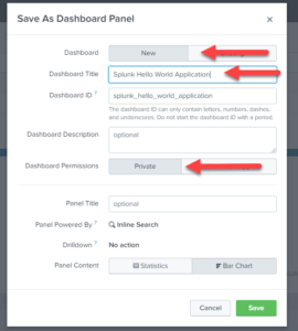 create splunk dashboard panel